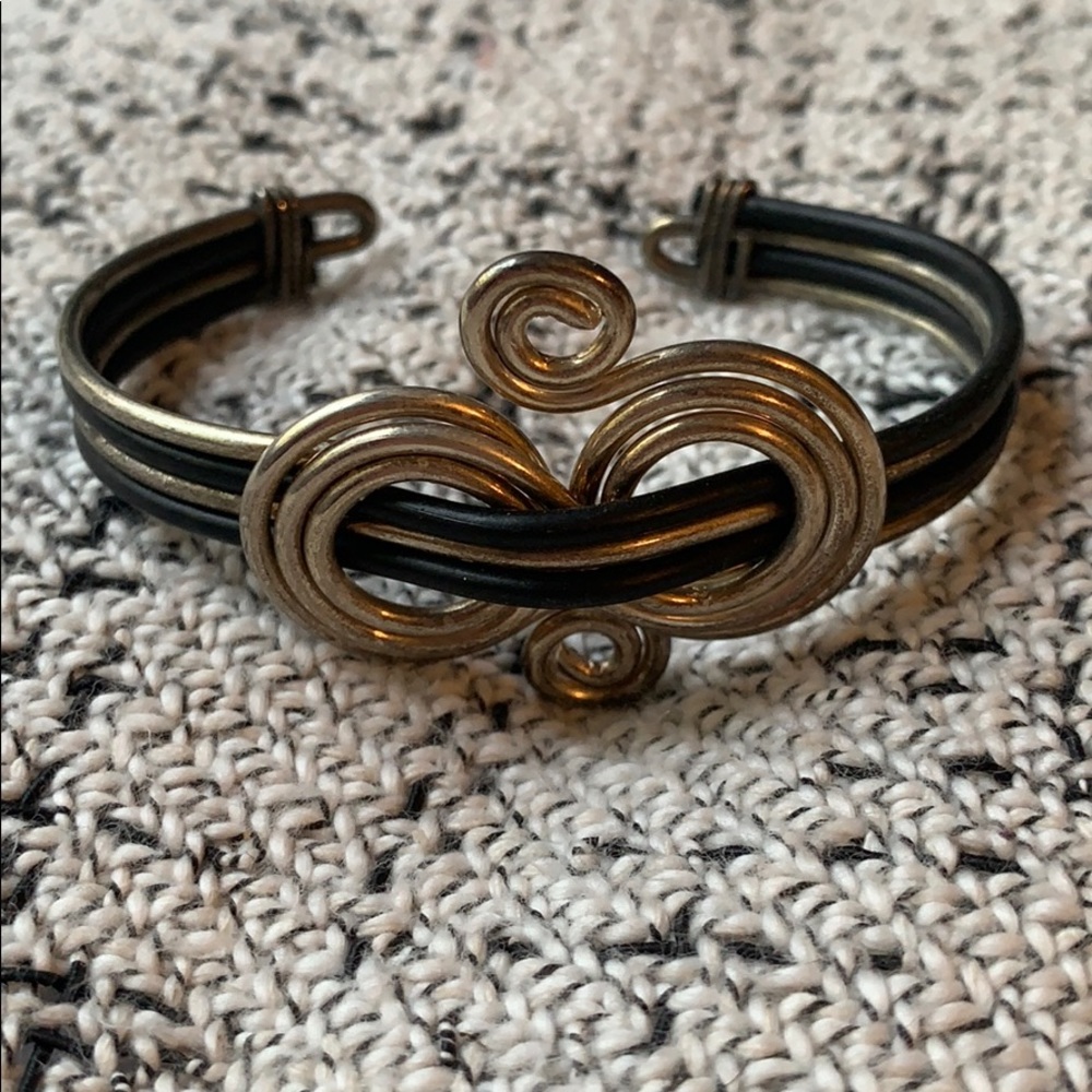 Silver & Black Metal Cuff